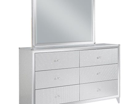 Larue - 6-Drawer Dresser With Mirror - Silver Sale