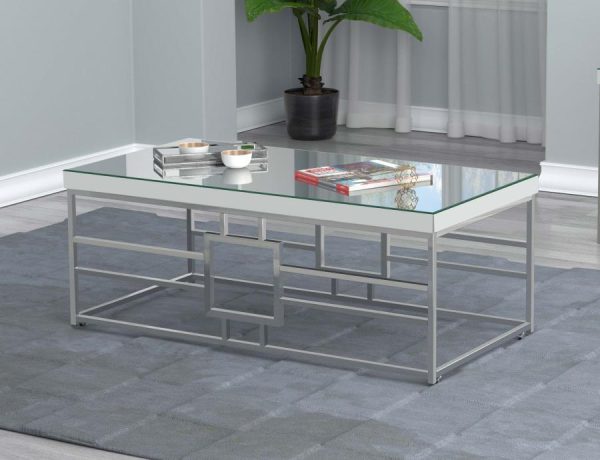 Dafina - Rectangular Mirrored Top Coffee Table - Chrome For Sale