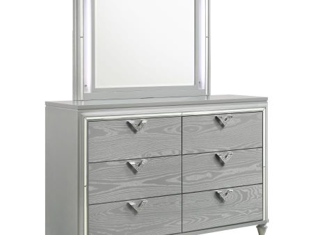 Veronica - 6-Drawer Dresser With Mirror - Light Silver Online Hot Sale