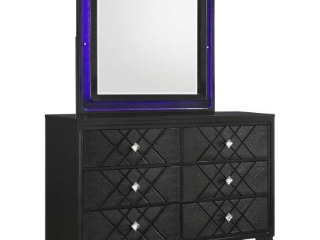 Penelope - 6-Drawer Dresser With Mirror - Midnight Star For Discount