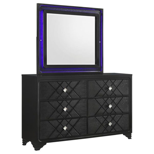 Penelope - 6-Drawer Dresser With Mirror - Midnight Star For Discount