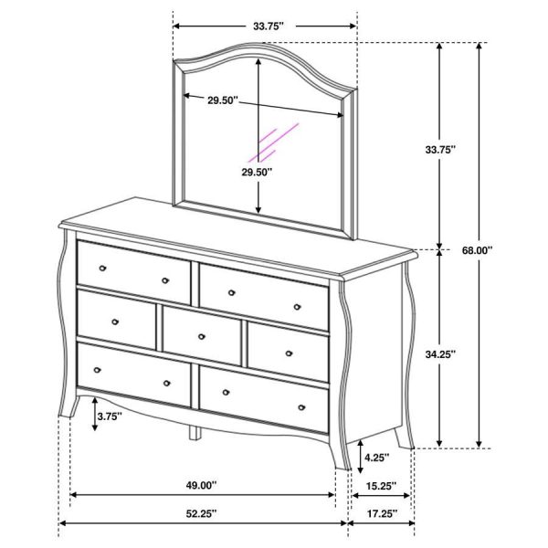 Dominique - 7-Drawer Dresser With Mirror - Cream White Online