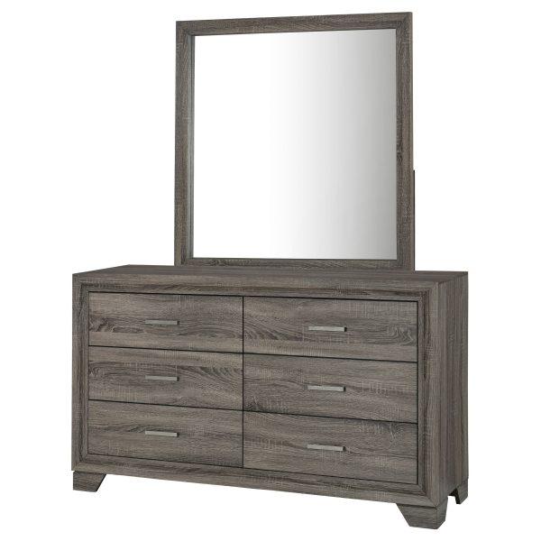 Wright - 6-Drawer Dresser And Mirror - Brown Oak Sale