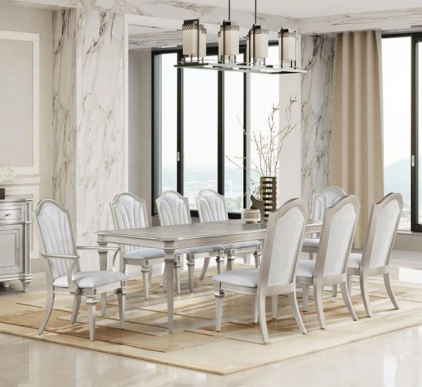 Evangeline - 9 Piece Extension Leaf Dining Set - Silver Oak Online