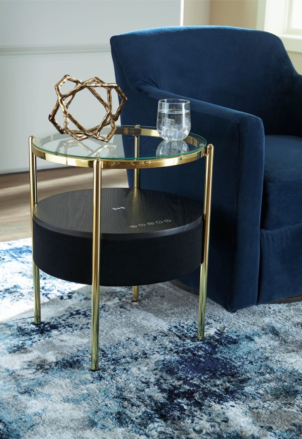 Nedman - Black   Gold Finish - Accent Table With Speaker Online