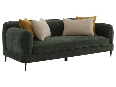 Jade - Chenille Upholstered Modern Track Arm Sofa - Green Cheap