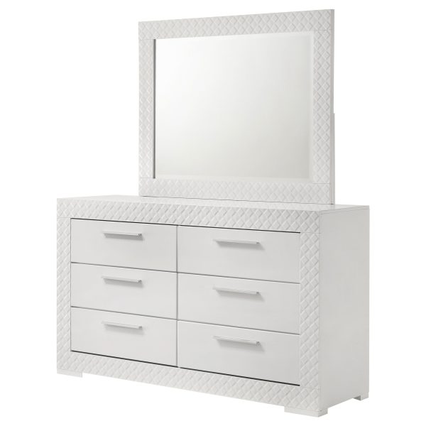 Ives - 6-Drawer Dresser And Mirror - White High Gloss Fashion