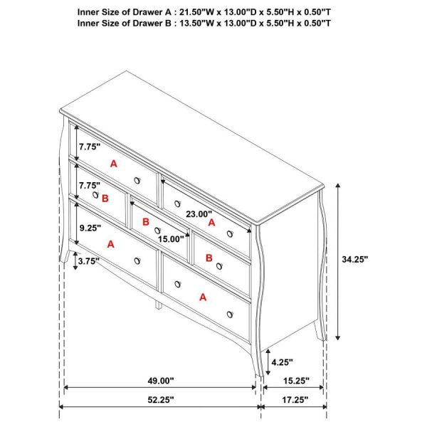 Dominique - 7-Drawer Dresser - Cream White on Sale