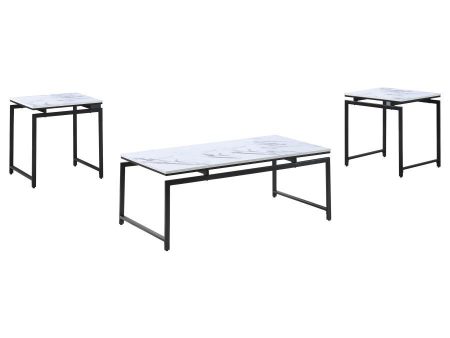 Clark - 3 Piece Faux Marble Top Coffee Table Set - White on Sale