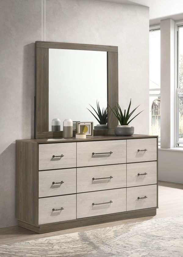 Fenwick - 9-Drawer Dresser With Mirror - Gray Oak For Discount