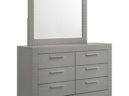 Ives - 6-Drawer Dresser And Mirror - Gray High Gloss Online Hot Sale