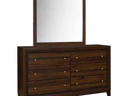 Welsley - 6-Drawer Dresser And Mirror - Walnut Discount