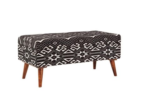 Cababi - Tribal Fabric Upholstered Accent Storage Bench - Black Sale