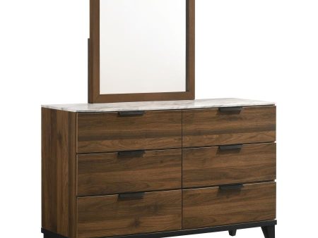 Mays - 6-Drawer Dresser With Mirror - Walnut Online Sale