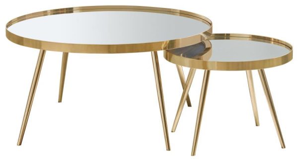 Kaelyn - 2 Piece Round Mirror Top Nesting Coffee Table Online Sale