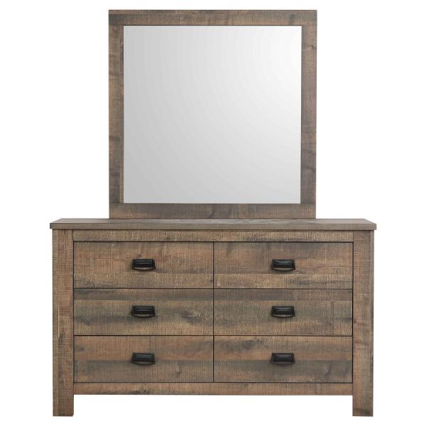 Frederick - 6-Drawer Dresser With Mirror - Weathered Oak Online