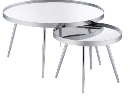 Kaelyn - 2 Piece Round Mirror Top Nesting Coffee Table Online Sale