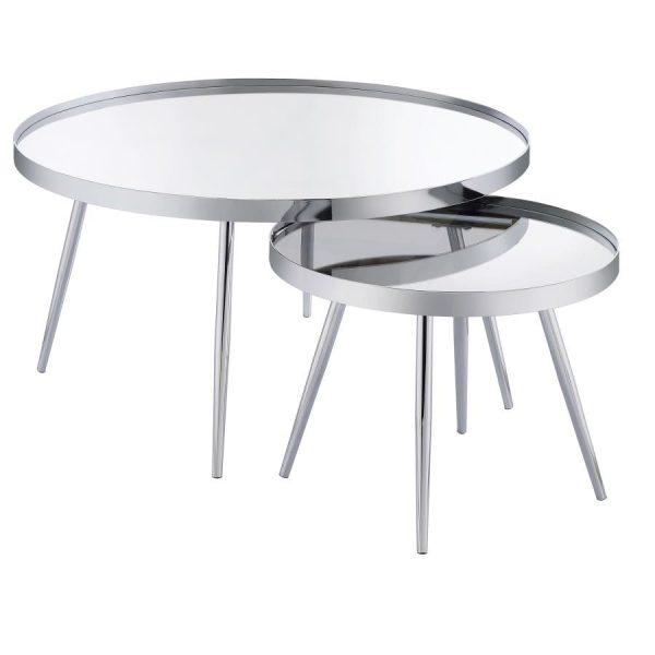 Kaelyn - 2 Piece Round Mirror Top Nesting Coffee Table Online Sale