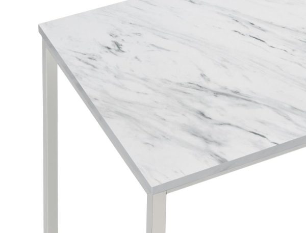 Leona - Faux Marble Coffee Table With Casters - Satin Nickel Cheap