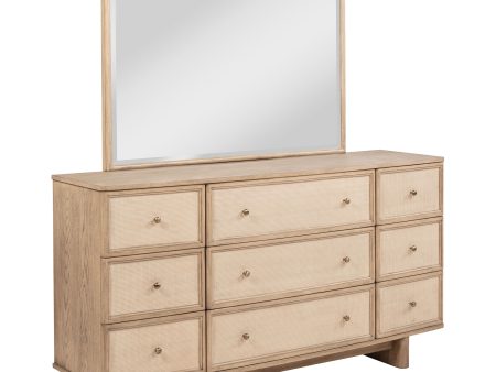 Kailani - 9-Drawer Dresser & Mirror - Beige Oak Hot on Sale