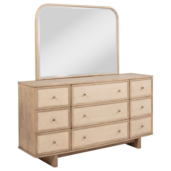 Kailani - 9-Drawer Dresser & Mirror - Beige Oak Hot on Sale