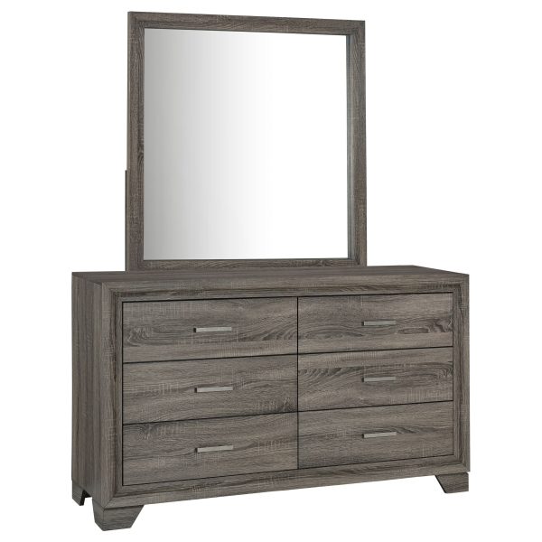 Wright - 6-Drawer Dresser And Mirror - Brown Oak Sale