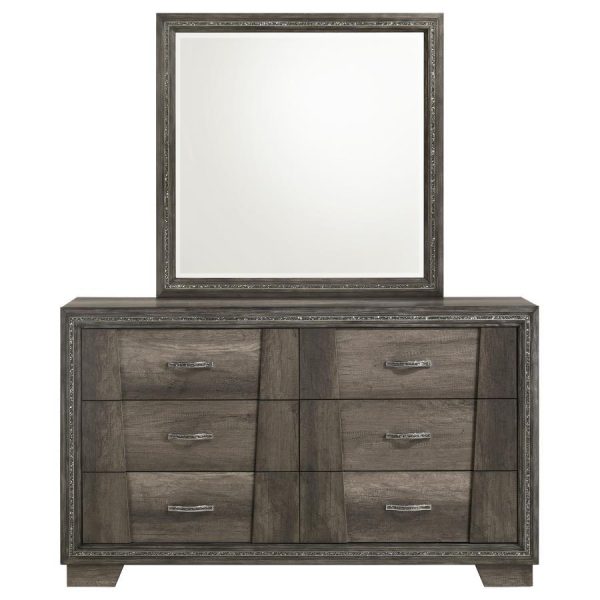 Janine - 6-Drawer Dresser With Mirror - Gray For Sale