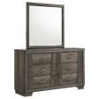 Janine - 6-Drawer Dresser With Mirror - Gray For Sale