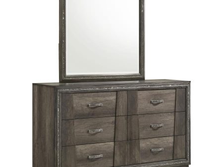 Janine - 6-Drawer Dresser With Mirror - Gray For Sale