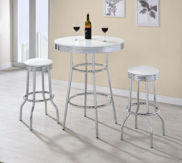 Retro - 3 Pieces Round 1950s Bistro Pub Bar Table Set Cheap