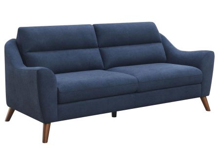 Gano - Upholstered Sloped Arm Sofa - Navy Blue For Discount