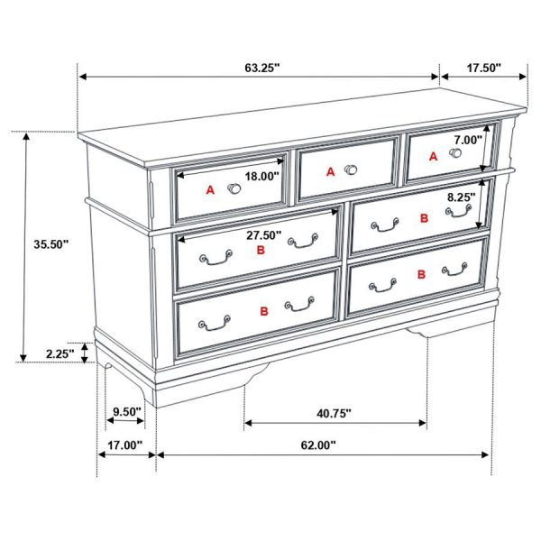 Manchester - 7-Drawer Dresser - Wheat Brown For Cheap