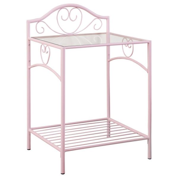 Massi - Metal 1-Shelf Nightstand - Powder Pink For Discount