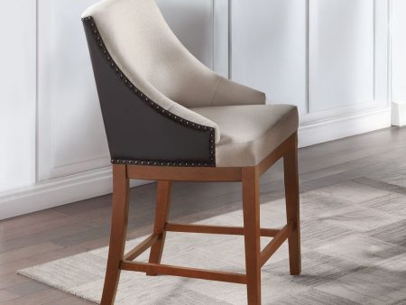 Gilsea - Counter Height Chair (Set of 2) - Fabric, Brown Synthetic Leather & Brown Discount