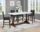 Aldrich - 5-Piece Counter Height Dining Set Genuine - White Marble And Dark Brown Online Sale