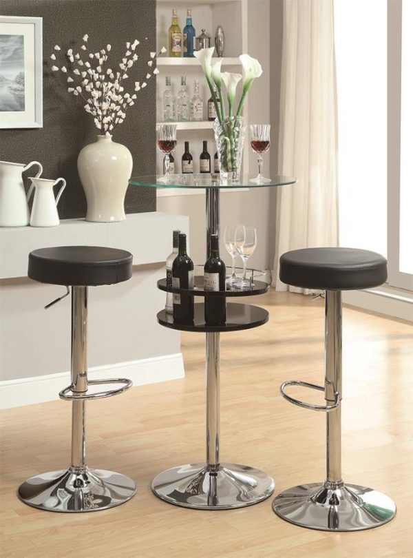 Gianella - Round Glass Top Bistro Bar Table - Chrome Discount