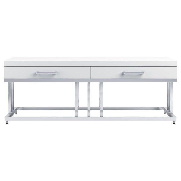 Dalya - 2-Drawer Rectangular Coffee Table - White High Gloss For Discount