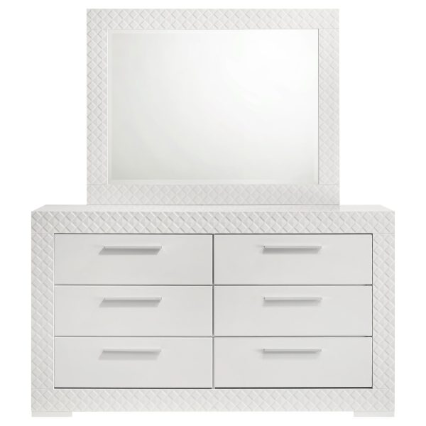 Ives - 6-Drawer Dresser And Mirror - White High Gloss Fashion