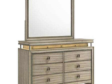 Giselle - 8-Drawer Dresser With Mirror - Rustic Beige For Cheap