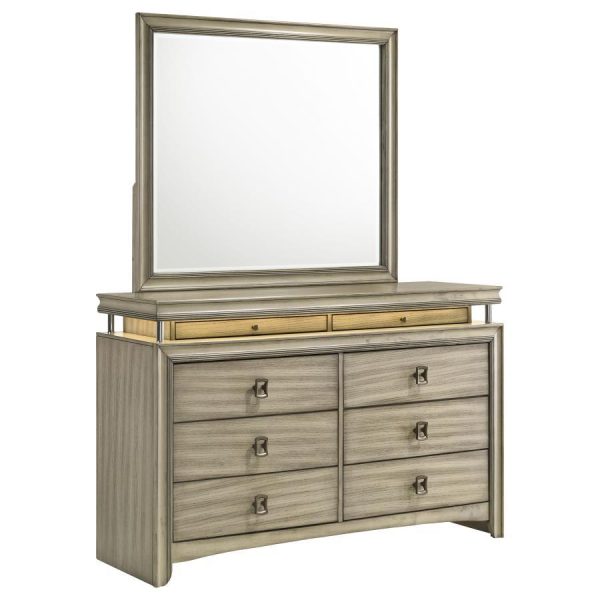 Giselle - 8-Drawer Dresser With Mirror - Rustic Beige For Cheap