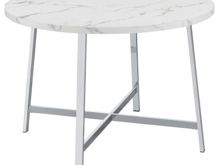 Alcott - Round Dining Table Faux Marble - Carrara For Sale