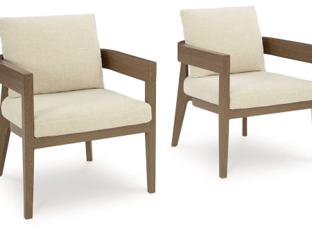 Serene Bay - Dark Brown   White - Arm Chair With Cushion (Set of 2) For Cheap