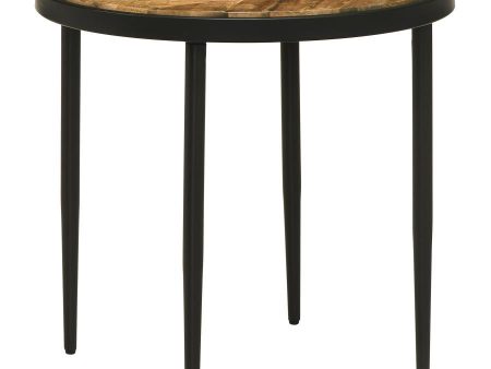 Hayden - Round Wood Top Side Table - Natural Mango And Black on Sale