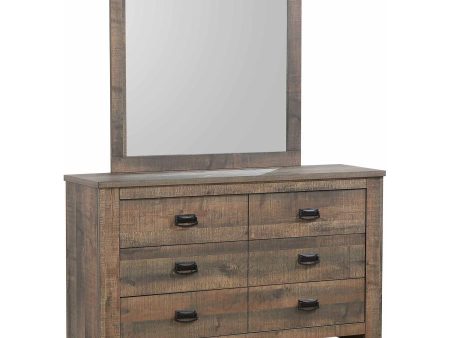 Frederick - 6-Drawer Dresser With Mirror - Weathered Oak Online