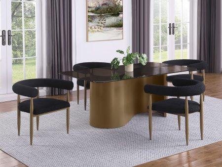 Edson - 5 Piece Rectangular Glass Top Dining Table Set - Bronze For Cheap