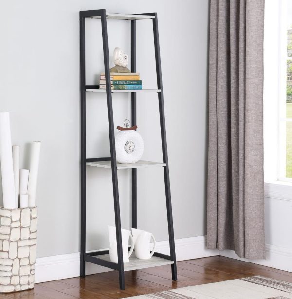 Pinckard - 4-Shelf Bookshelf - Gray Stone Online now