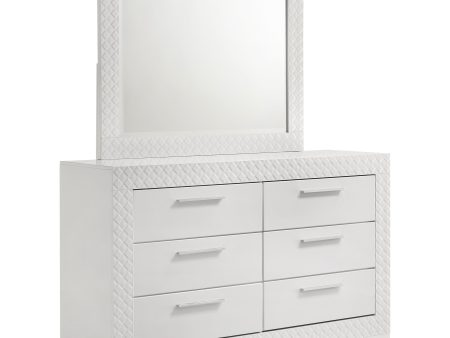 Ives - 6-Drawer Dresser And Mirror - White High Gloss Fashion