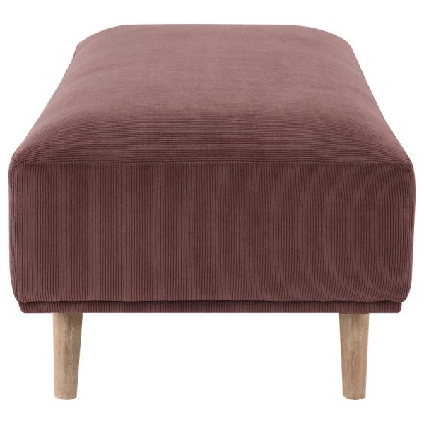 Elizabeth - Corduroy Upholstered Ottoman - Wine Red For Sale