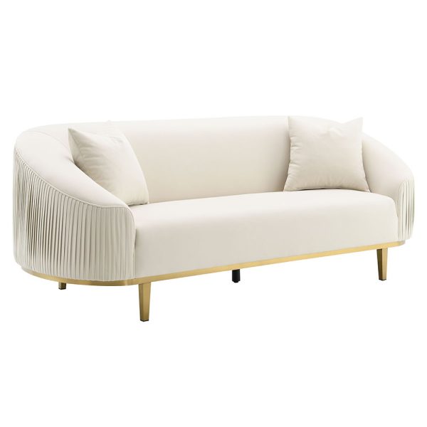 Martina - Sofa With 2 Pillows - Ivory Velvet For Sale