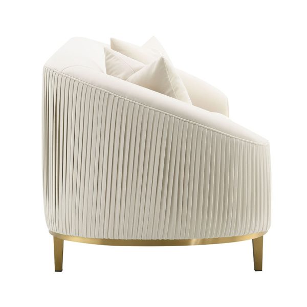 Martina - Sofa With 2 Pillows - Ivory Velvet For Sale